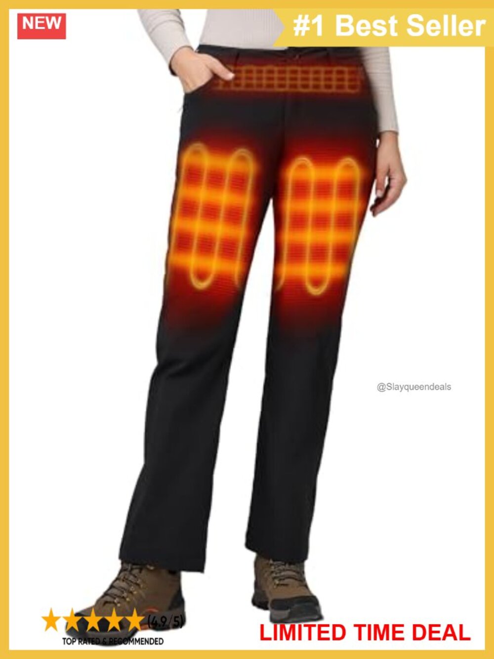 ORORO Women's Heated Pants USB-C Rechargeable Fleece Lined Daily Wear